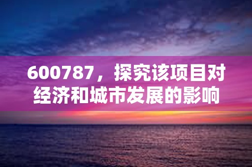 600787，探究该项目对经济和城市发展的影响