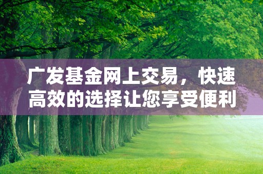 广发基金网上交易，快速高效的选择让您享受便利投资体验