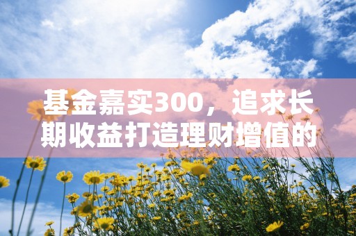 基金嘉实300，追求长期收益打造理财增值的利器