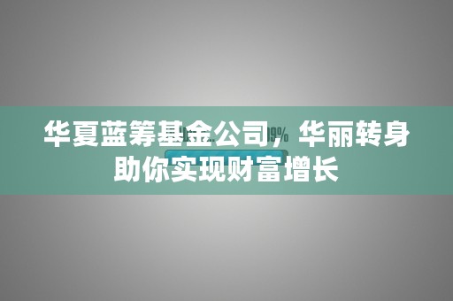 华夏蓝筹基金公司，华丽转身助你实现财富增长