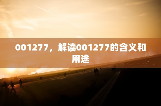 001277，解读001277的含义和用途