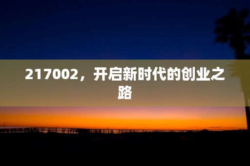 217002，开启新时代的创业之路