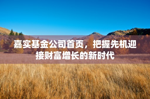 嘉实基金公司首页，把握先机迎接财富增长的新时代