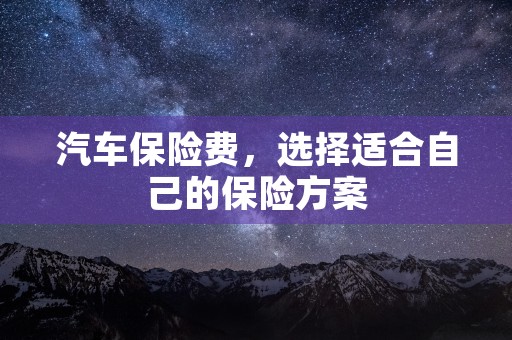 汽车保险费，选择适合自己的保险方案