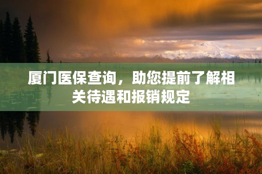 厦门医保查询，助您提前了解相关待遇和报销规定