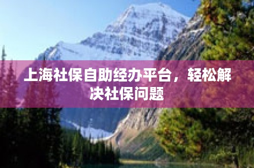 上海社保自助经办平台，轻松解决社保问题