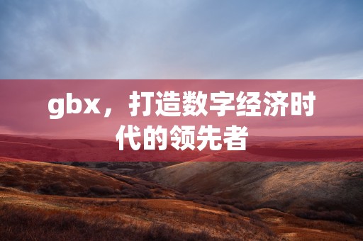 gbx，打造数字经济时代的领先者