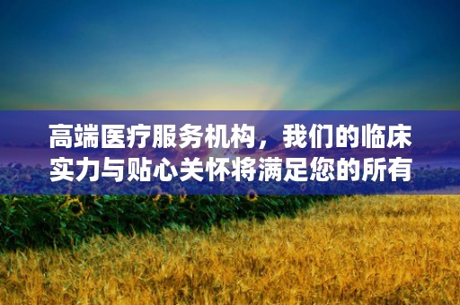 高端医疗服务机构，我们的临床实力与贴心关怀将满足您的所有需求