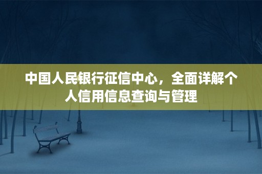 中国人民银行征信中心，全面详解个人信用信息查询与管理