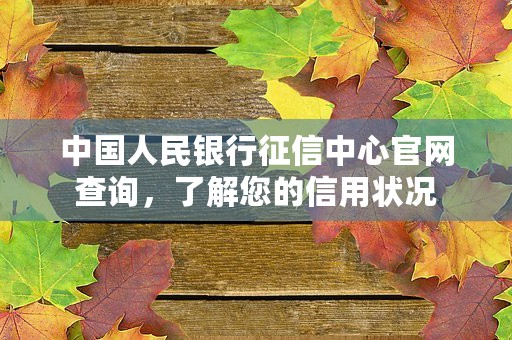 中国人民银行征信中心官网查询，了解您的信用状况