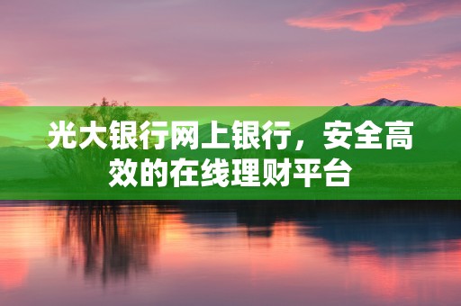 光大银行网上银行，安全高效的在线理财平台