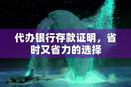 代办银行存款证明，省时又省力的选择