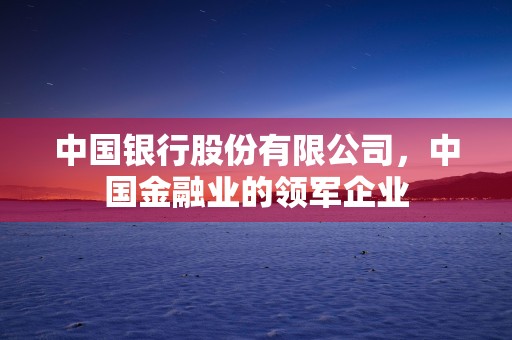 中国银行股份有限公司，中国金融业的领军企业