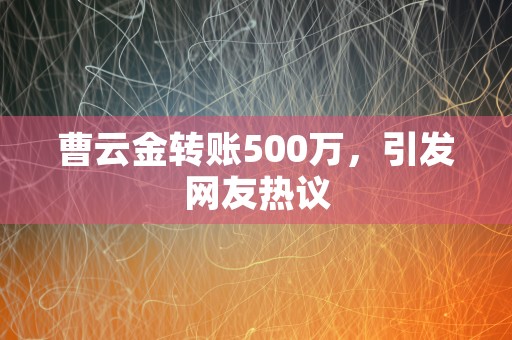 曹云金转账500万，引发网友热议