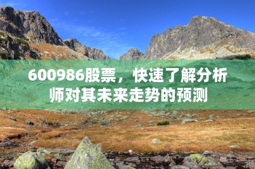 600986股票，快速了解分析师对其未来走势的预测