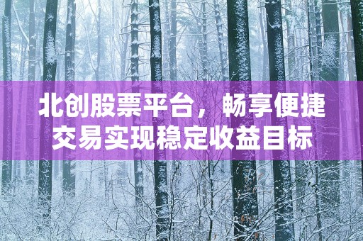 北创股票平台，畅享便捷交易实现稳定收益目标