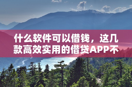 什么软件可以借钱，这几款高效实用的借贷APP不容错过