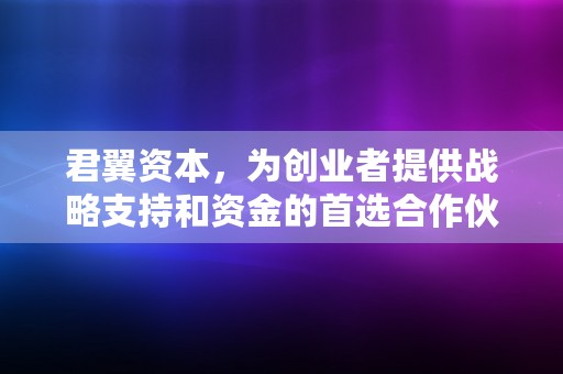 君翼资本，为创业者提供战略支持和资金的首选合作伙伴