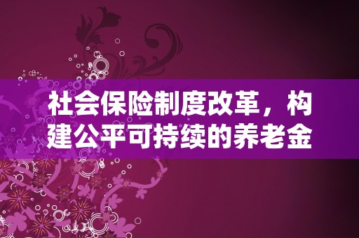 社会保险制度改革，构建公平可持续的养老金体系