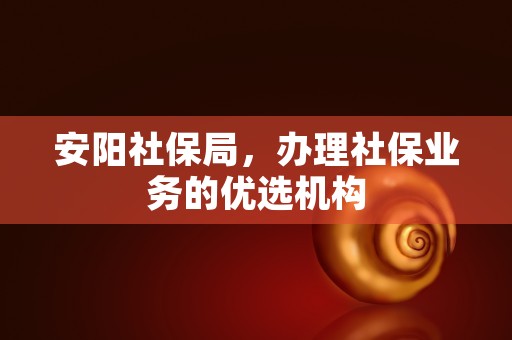 安阳社保局，办理社保业务的优选机构