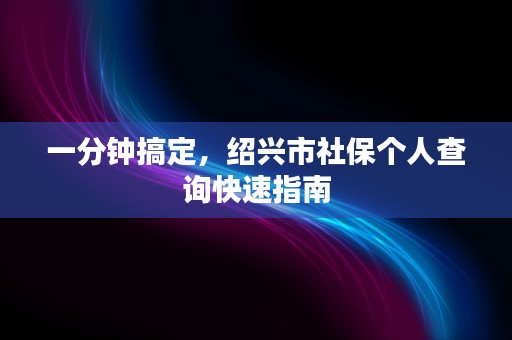 一分钟搞定，绍兴市社保个人查询快速指南