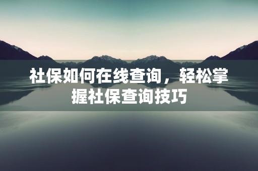 社保如何在线查询，轻松掌握社保查询技巧