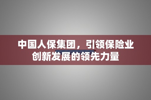 中国人保集团，引领保险业创新发展的领先力量