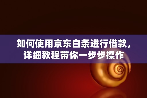 如何使用京东白条进行借款，详细教程带你一步步操作