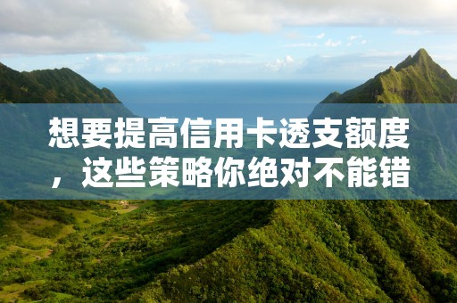 想要提高信用卡透支额度，这些策略你绝对不能错过