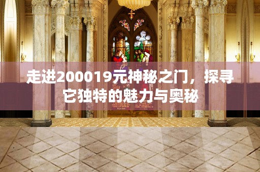 走进200019元神秘之门，探寻它独特的魅力与奥秘