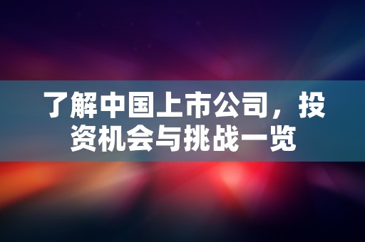 了解中国上市公司，投资机会与挑战一览