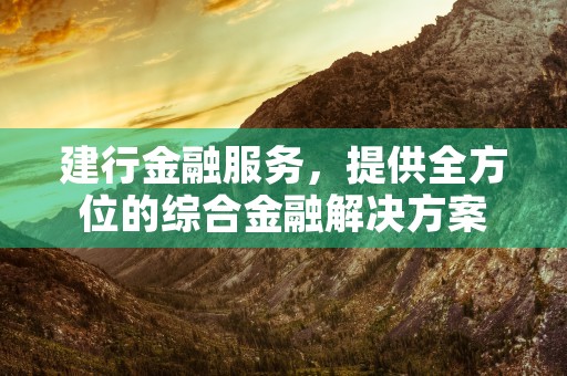 建行金融服务，提供全方位的综合金融解决方案