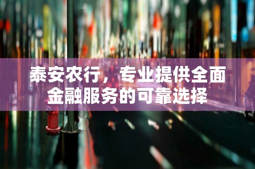 泰安农行，专业提供全面金融服务的可靠选择