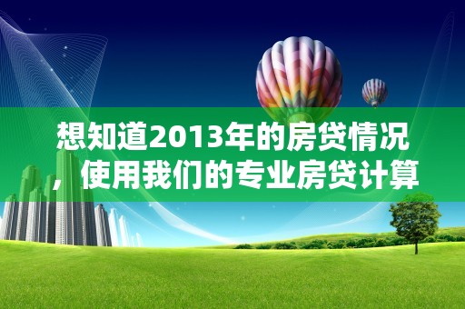 想知道2013年的房贷情况，使用我们的专业房贷计算器轻松了解您的还款金额