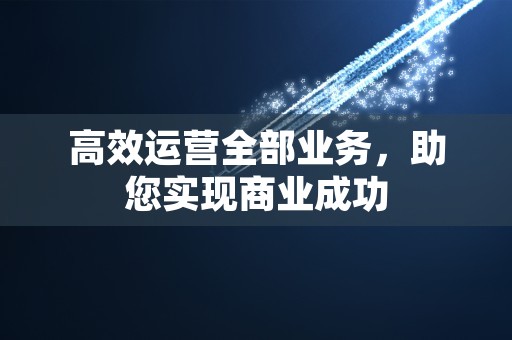 高效运营全部业务，助您实现商业成功