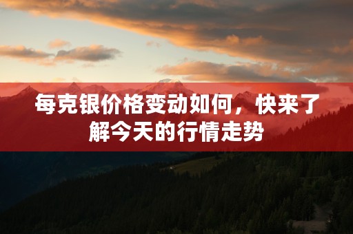 每克银价格变动如何，快来了解今天的行情走势