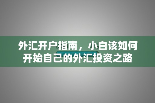 外汇开户指南，小白该如何开始自己的外汇投资之路