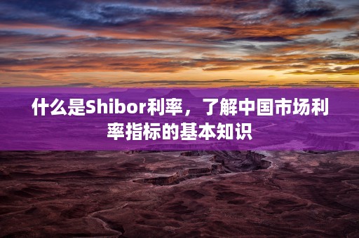 什么是Shibor利率，了解中国市场利率指标的基本知识