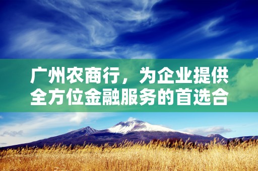 广州农商行，为企业提供全方位金融服务的首选合作伙伴