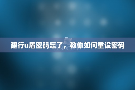 建行u盾密码忘了，教你如何重设密码