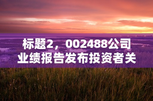 标题2，002488公司业绩报告发布投资者关注度飙升