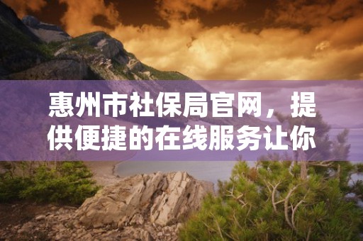 惠州市社保局官网，提供便捷的在线服务让你享受更好的社会保险体系