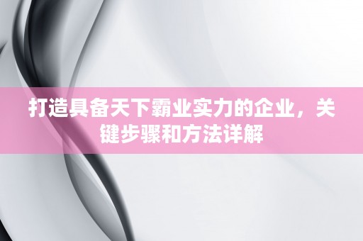 打造具备天下霸业实力的企业，关键步骤和方法详解