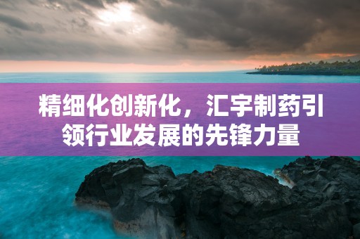 精细化创新化，汇宇制药引领行业发展的先锋力量