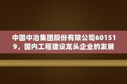 中国中冶集团股份有限公司601519，国内工程建设龙头企业的发展历程和前景分析