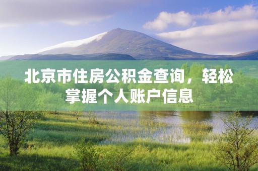 北京市住房公积金查询，轻松掌握个人账户信息