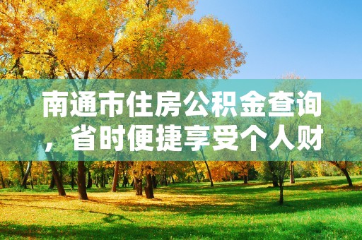 南通市住房公积金查询，省时便捷享受个人财务管理服务