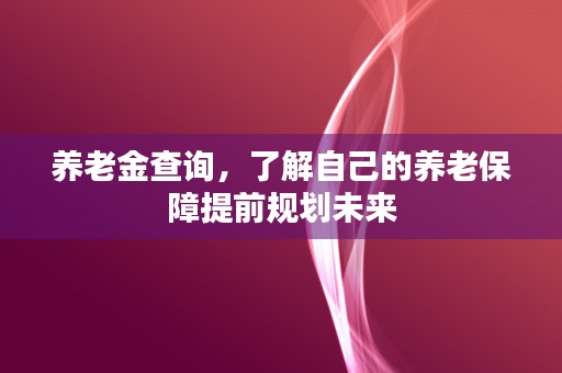 养老金查询，了解自己的养老保障提前规划未来