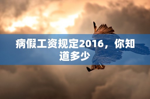 病假工资规定2016，你知道多少