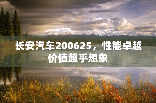 长安汽车200625，性能卓越价值超乎想象